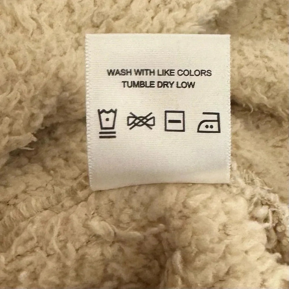 Lauren James Preptec Sherpa Pullover Size Medium Side Zips Quarter Zip Beige - Picture 8 of 8